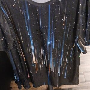 Men's Black Graphic Tee with Colorful Streaks